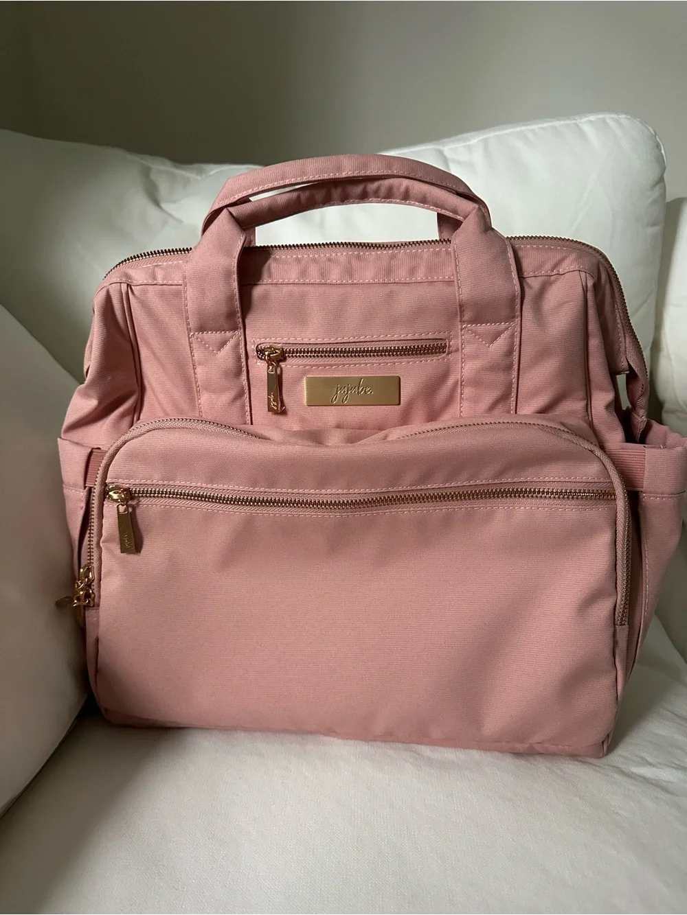 Jujube Pink Baby Bag with Gold Accents (New)